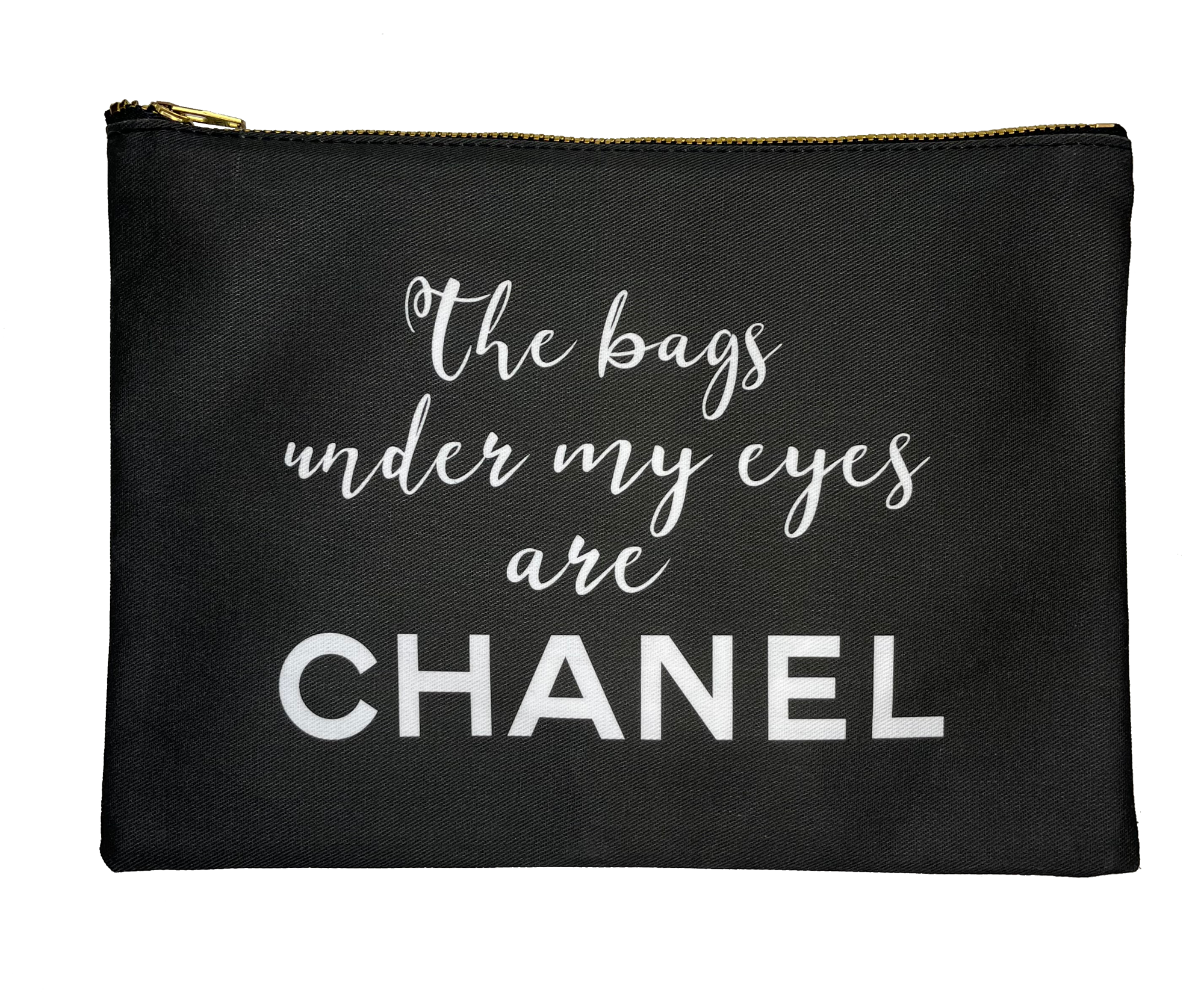 Pouch Black with Chanel Saying