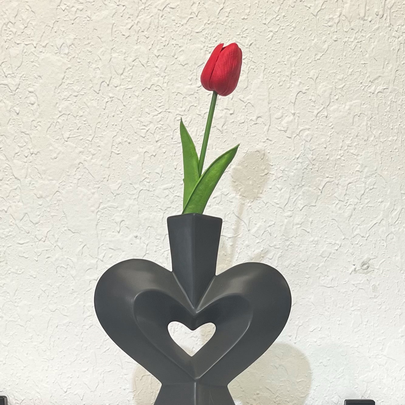 Black Heart-Shaped Cutout Decorative Vase