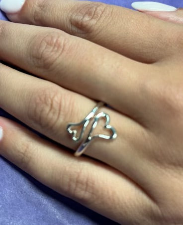 Sterling Silver Fully Adjustable Heart Ring