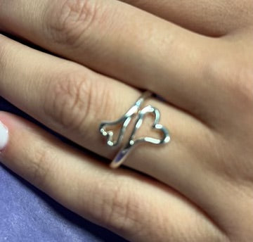 Sterling Silver Fully Adjustable Heart Ring