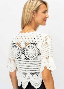 White Crochet Lace Bolero